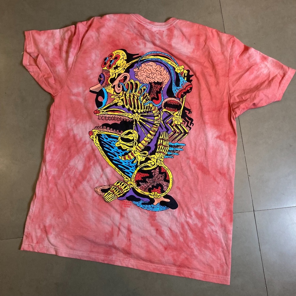 Dusty Brains Matt Crabe Graphic Art Tie Dye Short Sleeve T-Shirt Full Back Print